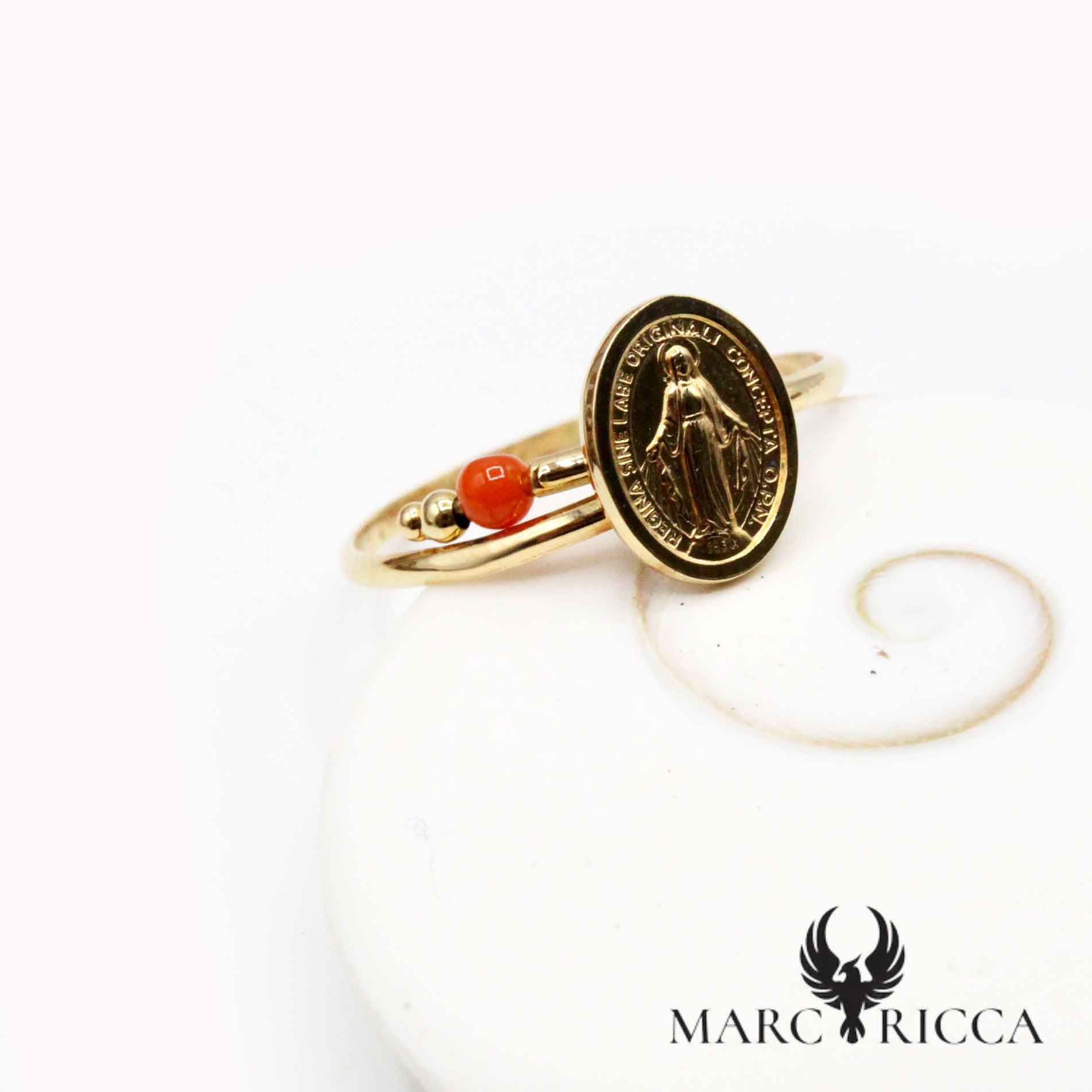 Bague Or Corail Perle & Miraculeuse