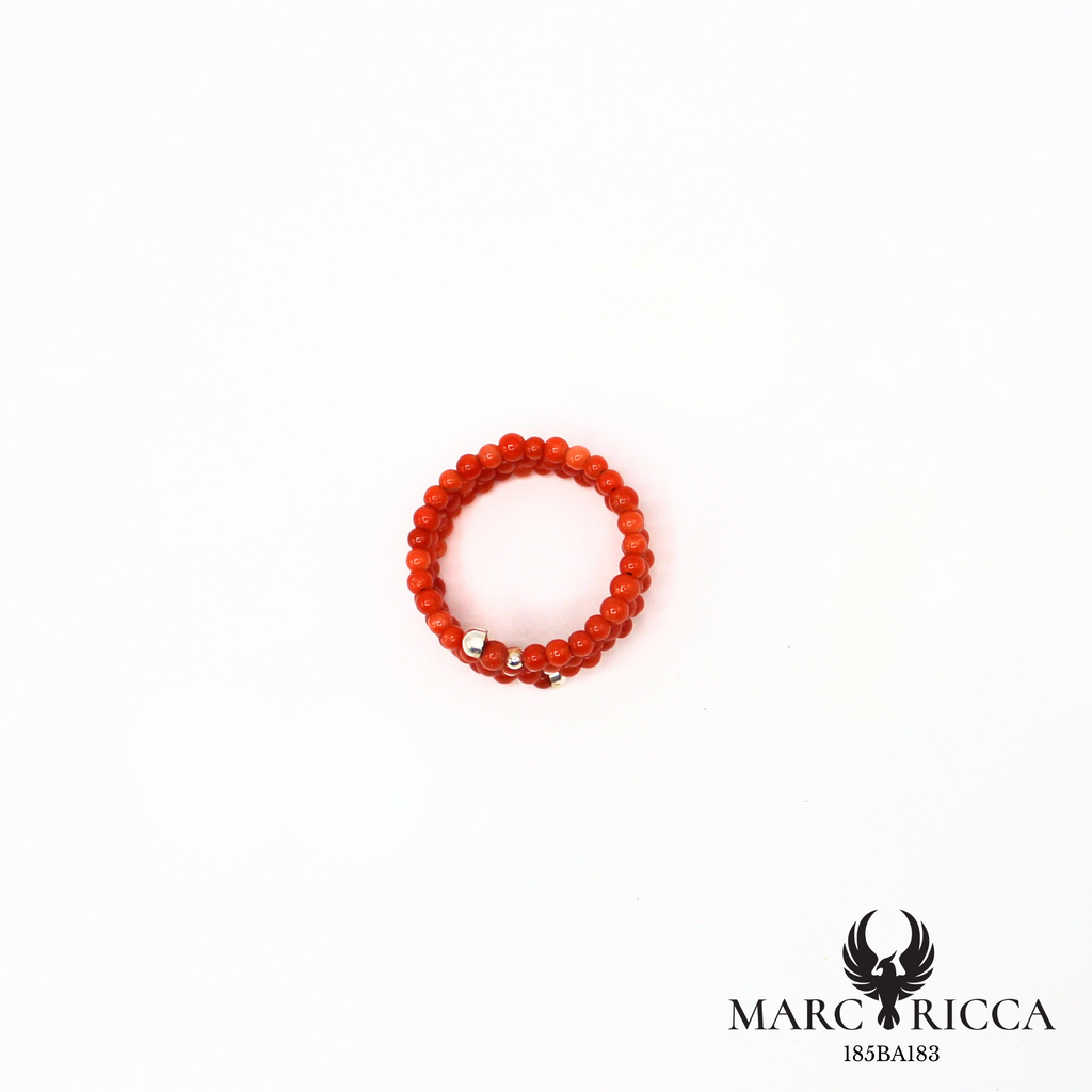 Bague perles de corail réglable