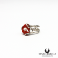 Bague en argent 925 avec anneau de corail et une perle
