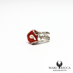 Bague en argent 925 avec anneau de corail et une perle
