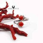 Bague Argent ou vermeil Corail Perle & Zirconium