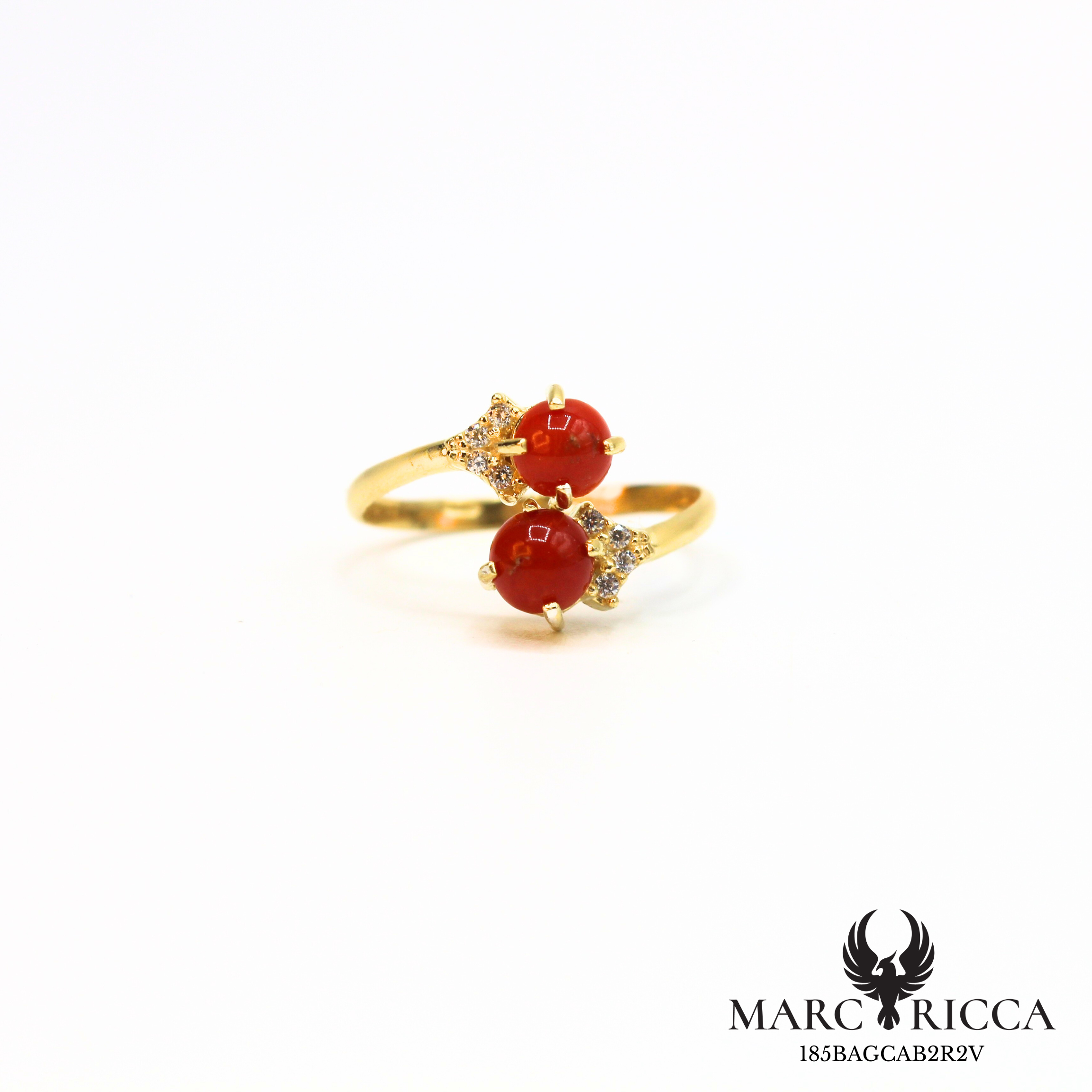 Bague Argent ou vermeil Corail Perle & Zirconium