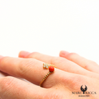 Bague argent ou vermeil avec corail fleur zirconium