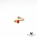 Bague argent ou vermeil avec corail fleur zirconium
