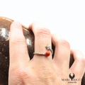 Bague argent ou vermeil avec corail fleur zirconium
