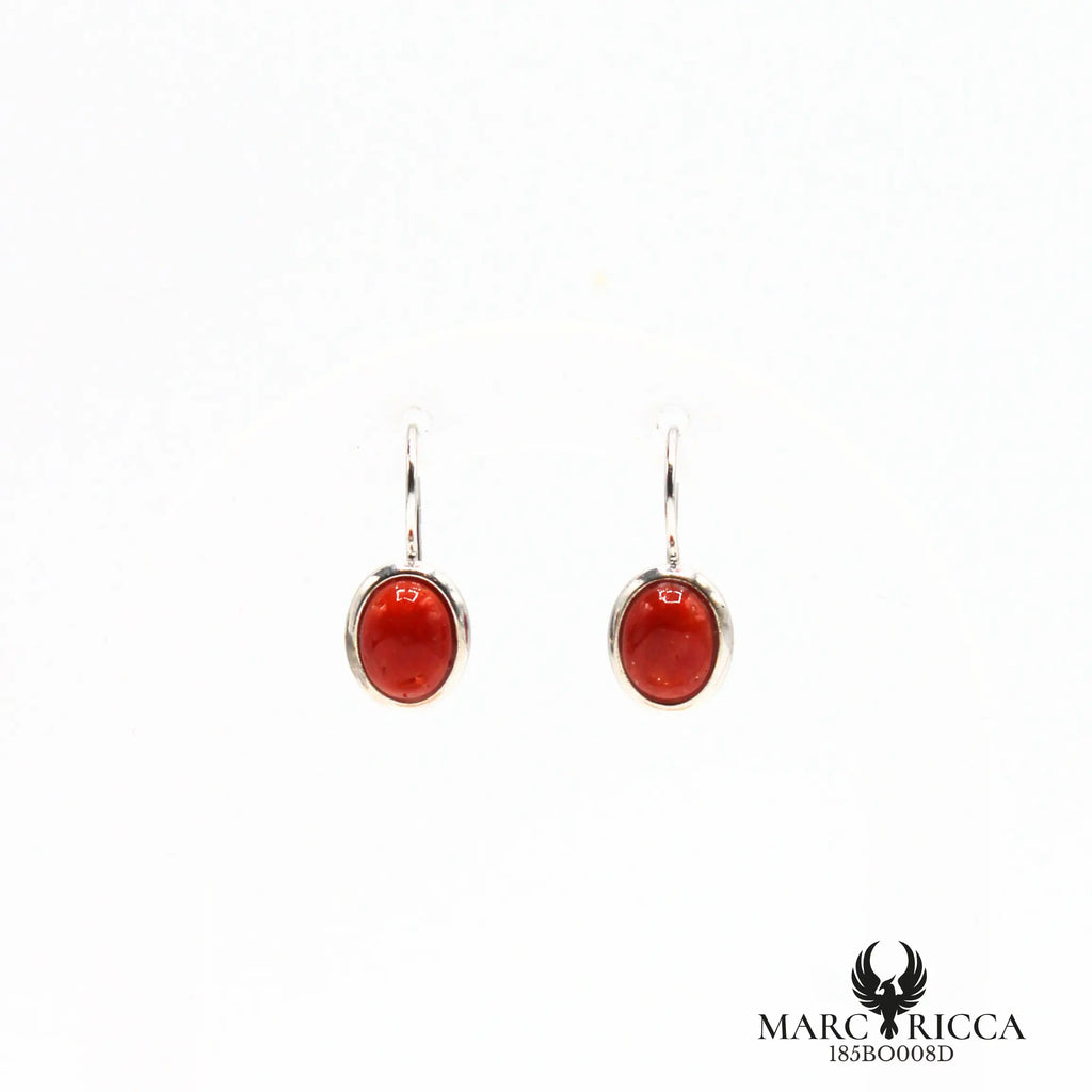 Boucles d'oreilles dormeuses avec cabochon corail