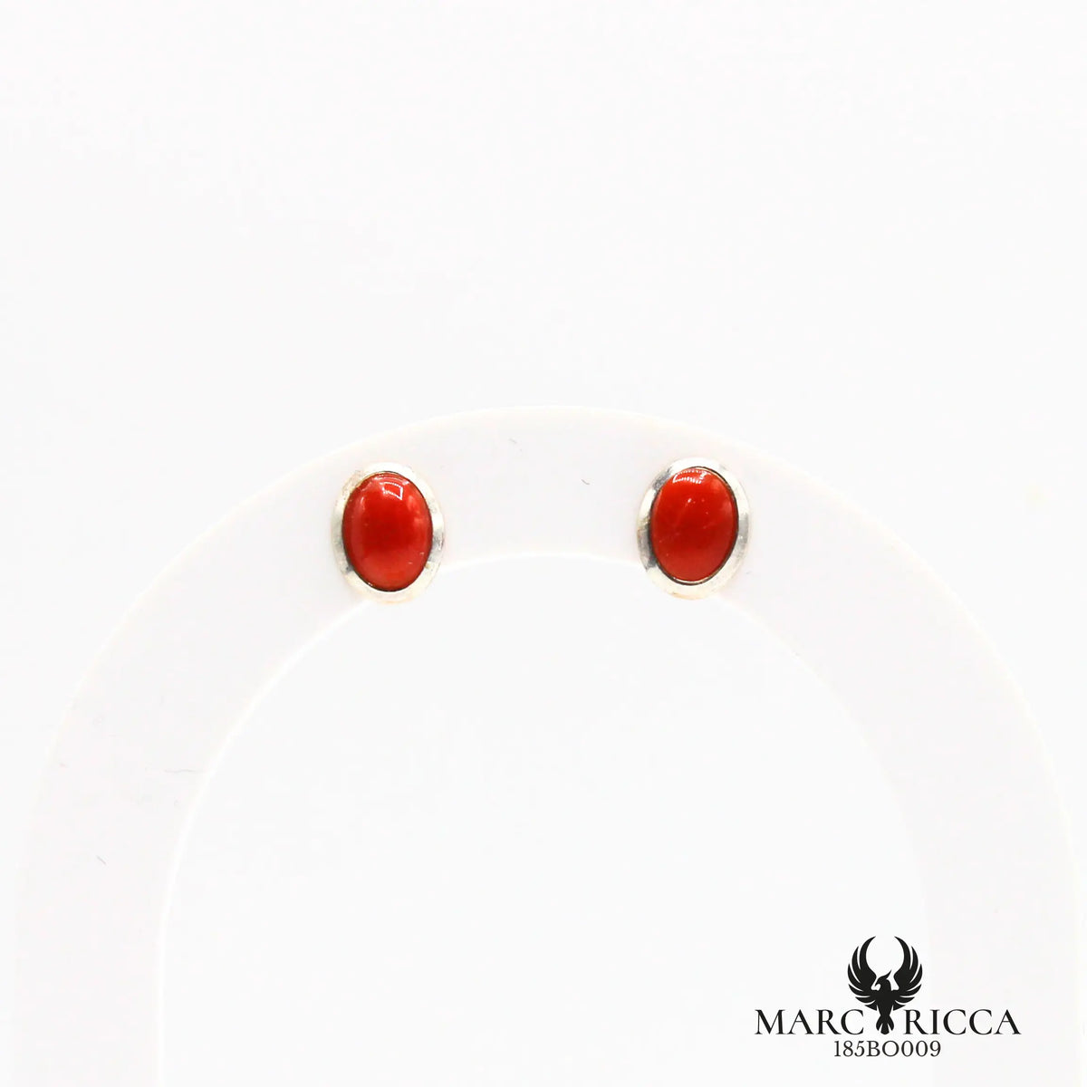 Boucles d'oreilles clous cabochons corail
