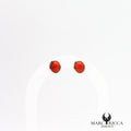 Boucles d'oreilles clous cabochon corail en argent