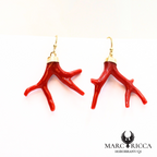 Boucle d'oreilles branches de corail crochet en vermeil