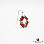 Boucles Argent Corail tube carré
