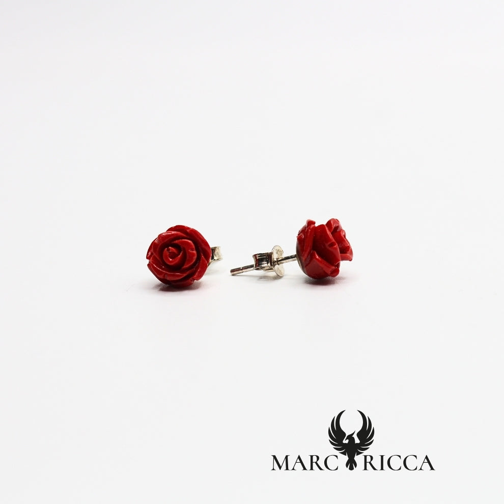 Boucles d'oreilles clous en forme de rose corail