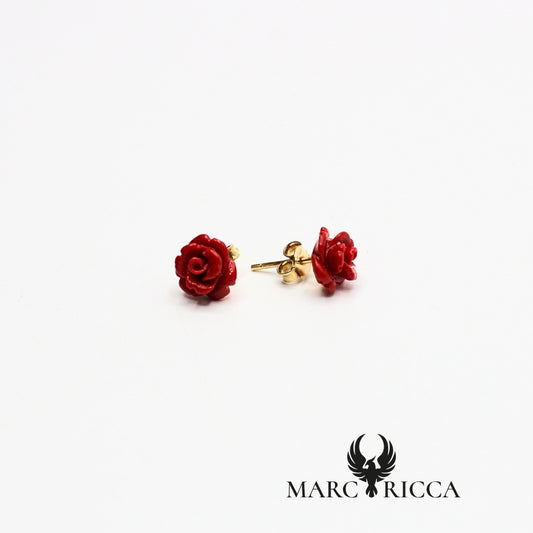 Boucles d'oreilles clous en forme de rose corail