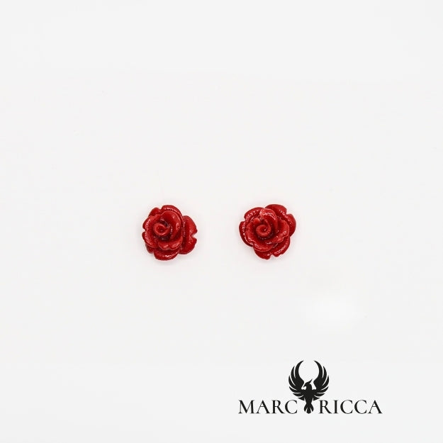 Boucles d'oreilles clous en forme de rose corail