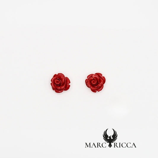 Boucles d'oreilles clous en forme de rose corail