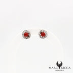 Boucles d'oreilles corail et zirconium en argent