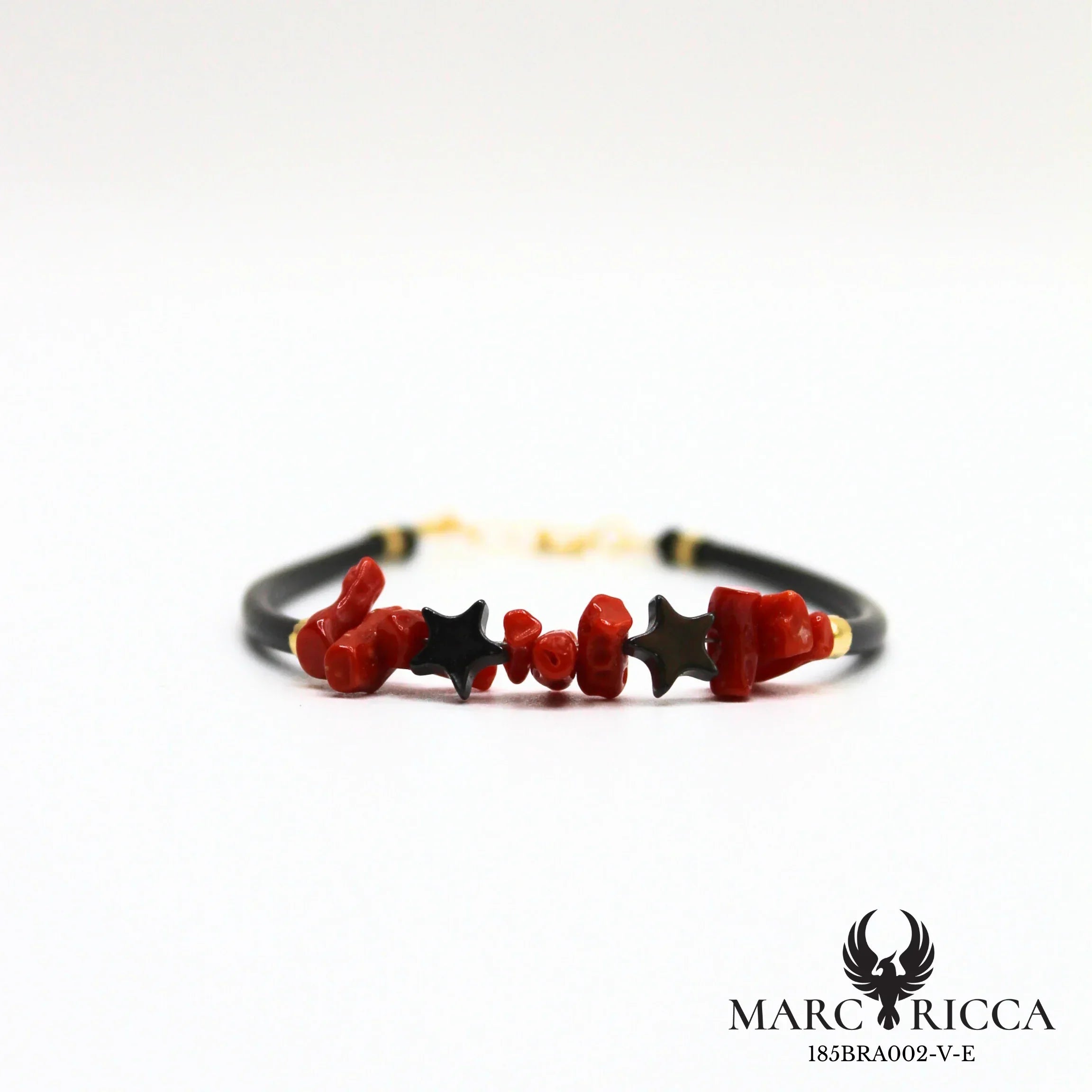 Bracelet corail cupolino et étoiles en hématite