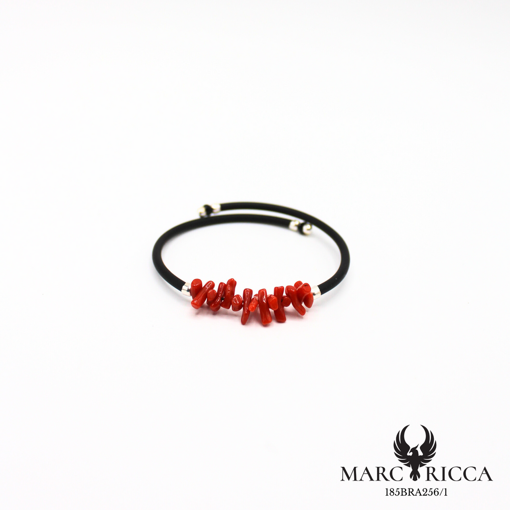 Bracelet jonc en caoutchouc et corail cupolino