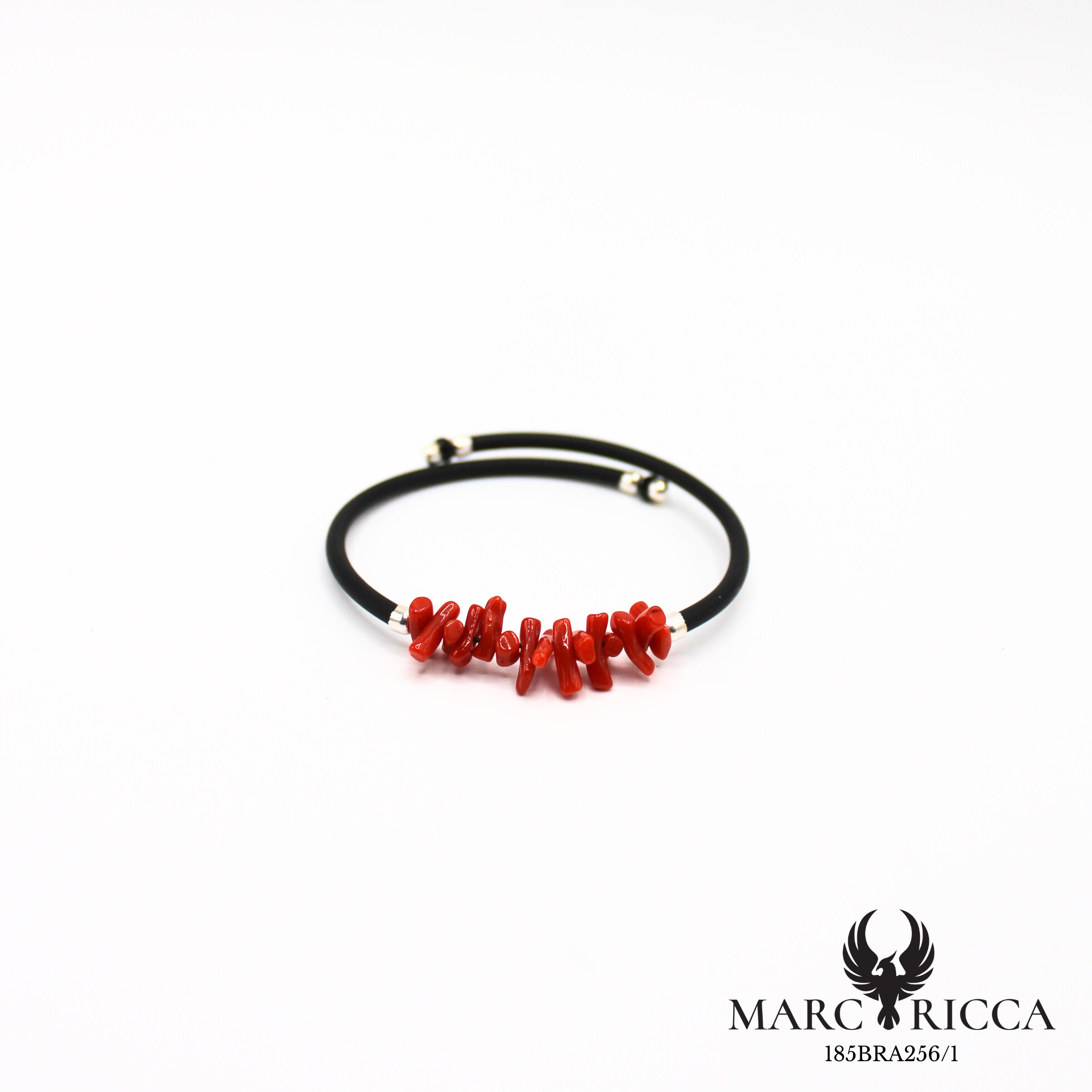Bracelet jonc en caoutchouc et corail cupolino