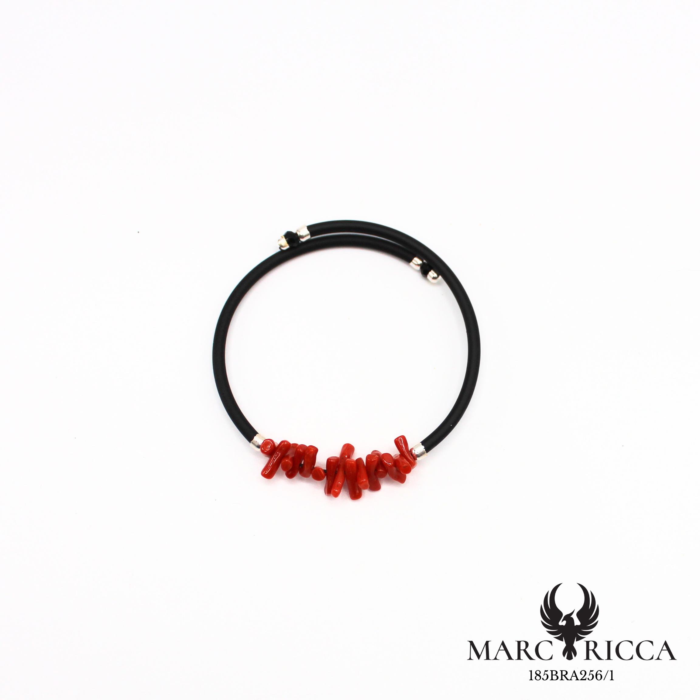 Bracelet jonc en caoutchouc et corail cupolino