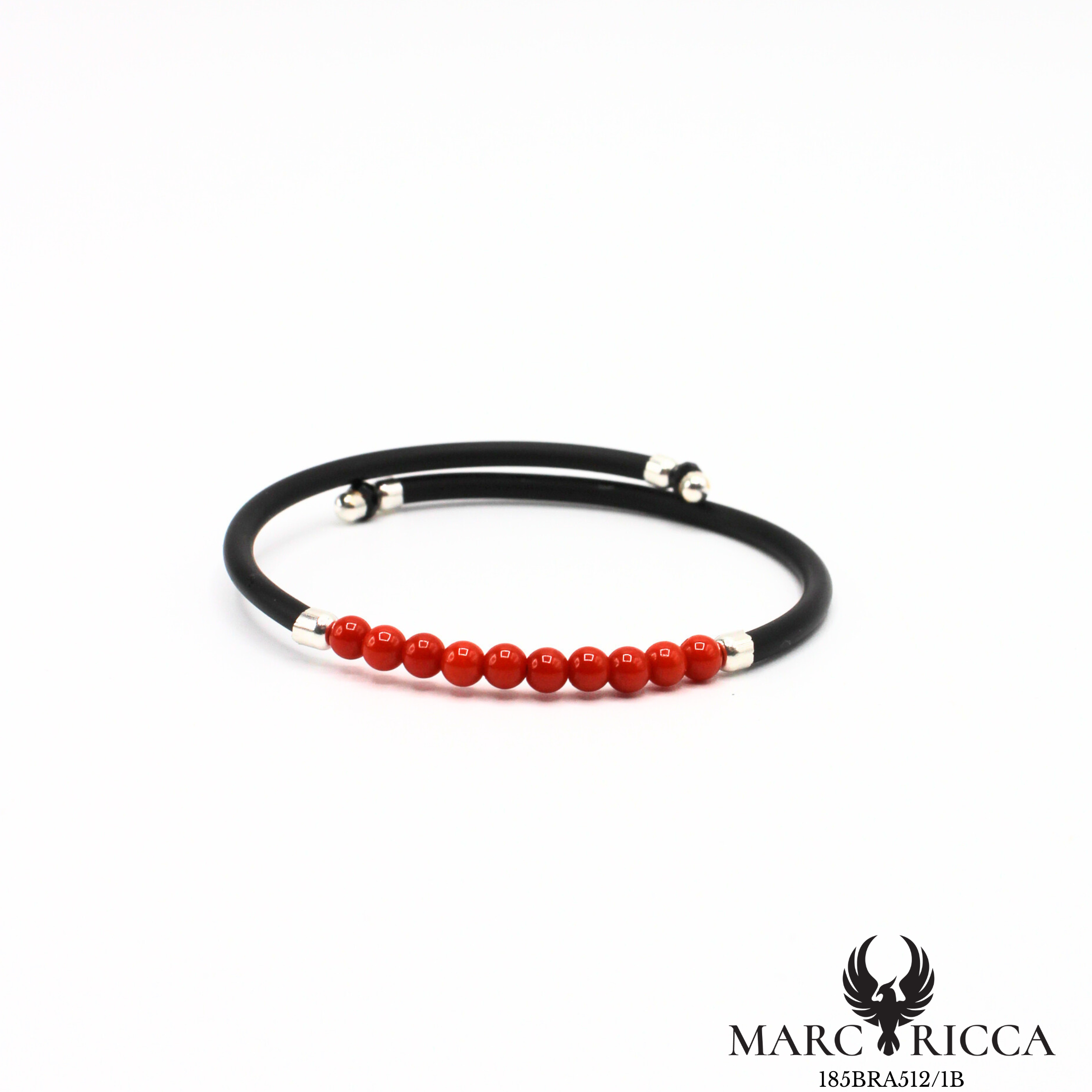 Bracelet jonc en caoutchouc avec perles de corail