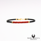 Bracelet jonc caoutchouc et perles de corail en vermeil