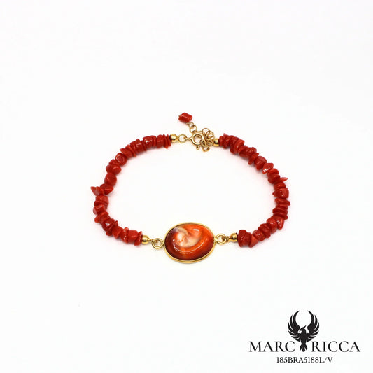 Bracelet corail chips & œil de Sainte Lucie