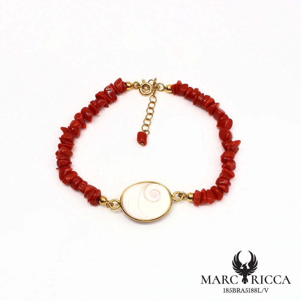 Bracelet corail chips & œil de Sainte Lucie
