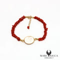Bracelet corail chips & œil de Sainte Lucie