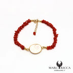 Bracelet corail chips & œil de Sainte Lucie
