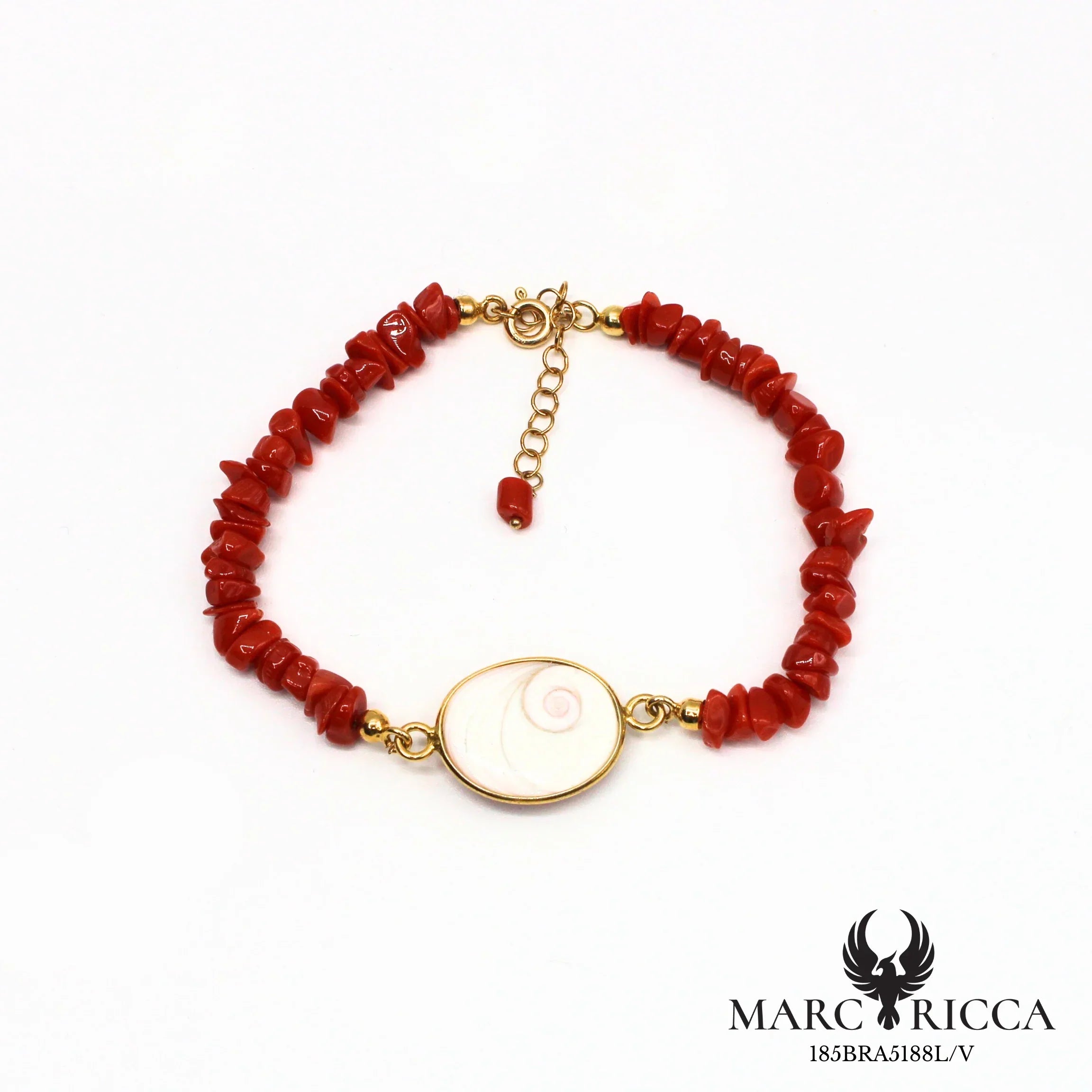 Bracelet corail chips & œil de Sainte Lucie