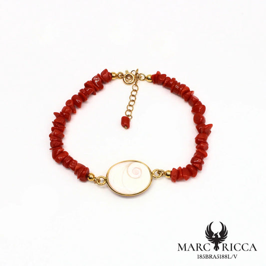 Bracelet corail chips & œil de Sainte Lucie