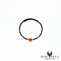 Bracelet jonc cristal noir et cœur en corail