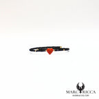 Bracelet jonc cristal noir et cœur en corail