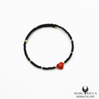 Bracelet Jonc vermeil cœur en corail et cristal noir