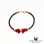 Bracelet jonc en caoutchouc, corail et vermeil