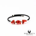Bracelet jonc caoutchouc avec corail cupolino et perles en argent