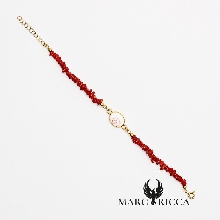 Bracelet Corail et Œil de St. Lucie - Vermeil
