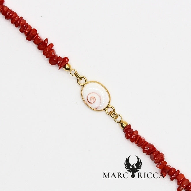 Bracelet Corail et Œil de St. Lucie - Vermeil