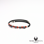 Jonc en Caoutchouc avec Perles de Corail Rouge & 5 Étoiles en Hématite