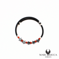 Jonc en Caoutchouc avec Perles de Corail Rouge & 5 Étoiles en Hématite