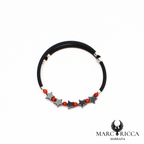 Jonc en Caoutchouc avec Perles de Corail Rouge & 5 Étoiles en Hématite