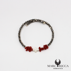 Bracelet jonc en cristal avec croix en nacre et corail