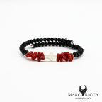 Bracelet jonc en cristal avec croix en nacre et corail