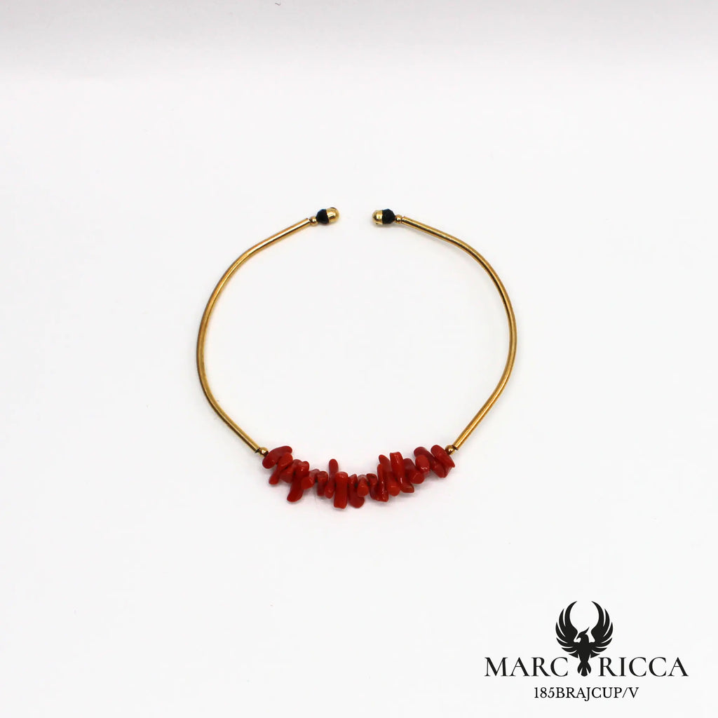 Bracelet jonc corail cupolino en vermeil