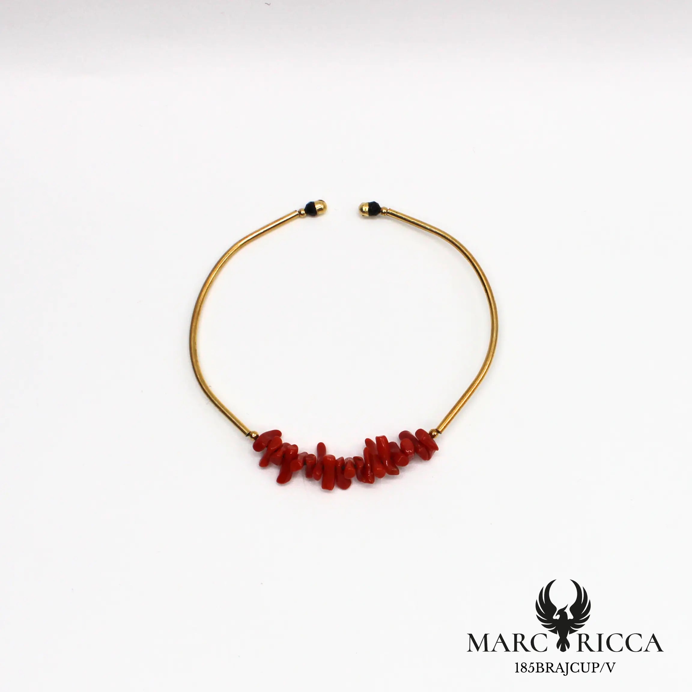 Bracelet jonc corail cupolino en vermeil