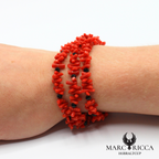 Bracelet 3 rangs corail cupolino, onyx et cristal