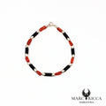 Bracelet tubes de corail et velours en argent