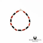 Bracelet tubes de corail et velours en argent