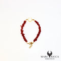 Bracelet en corail avec fer à cheval en vermeil