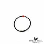 Bracelet jonc cristal et cœur en corail